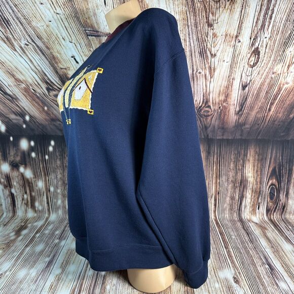 Vintage Jerzees Sz Large Blue Bird House Crewneck Sweatshirt Top Granny Grandma - Picture 5 of 9